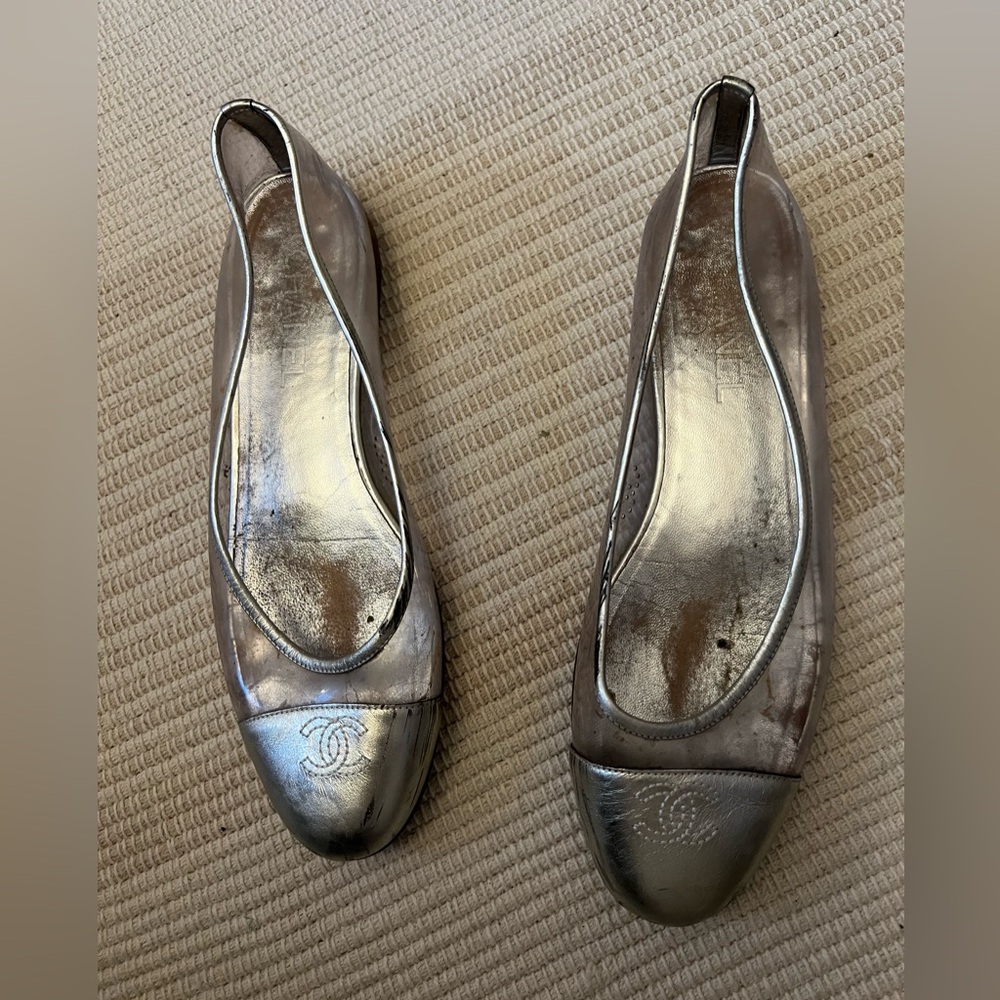 Chanel ballet flats silver and clear pvc size 39.5